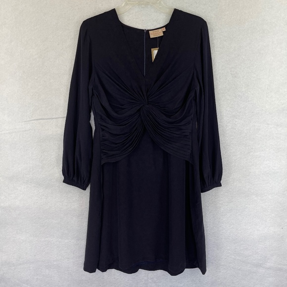 Rungolee Charlotte Dress Long Sleeve Silky V Neck Navy Size M - Picture 1 of 12